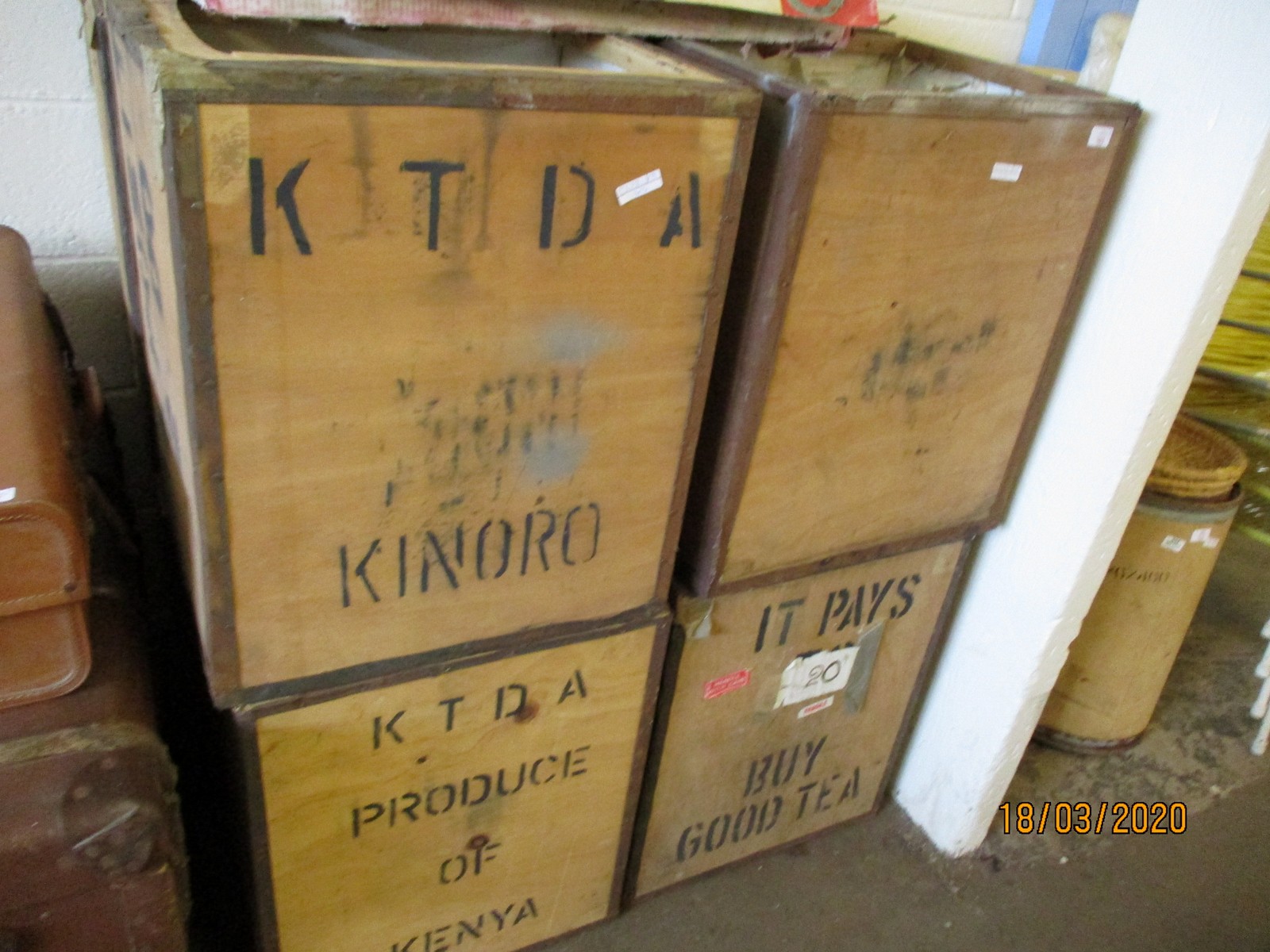 EIGHT VINTAGE TEA CHESTS