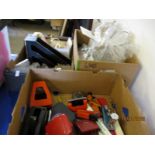 THREE BOXES OF MIXED HOLE PUNCHES, LIGHTS ETC