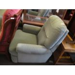 GREEN UPHOLSTERED RECLINER ARMCHAIR