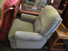 GREEN UPHOLSTERED RECLINER ARMCHAIR