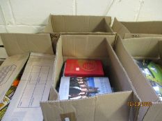 FIVE BOXES OF MIXED BOOKS