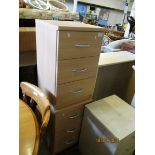 PAIR OF BEECHWOOD FRAMED THREE DRAWER CHESTS