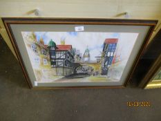 TEAK FRAMED MIXED MEDIA BY JOHN DONDELLY