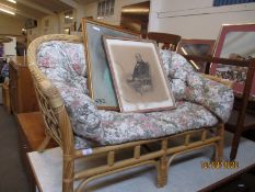 BAMBOO FRAMED SMALL PROPORTIONED TWO SEATER CONSERVATORY CHAIR