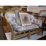 BAMBOO FRAMED SMALL PROPORTIONED TWO SEATER CONSERVATORY CHAIR