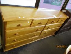 LARGE PINE FRAMED SIDEBOARD WITH TEN DRAWERS WITH TURNED KNOB HANDLES