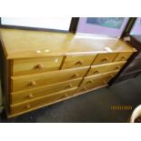 LARGE PINE FRAMED SIDEBOARD WITH TEN DRAWERS WITH TURNED KNOB HANDLES