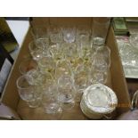 BOX OF MODERN GLASS WARES, TUMBLERS ETC