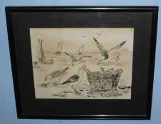 Arthur H Patterson (1857-1935), Bird Sketches, group of three pen and ink drawings, all signed and