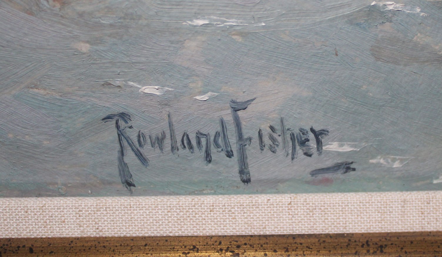 AR Rowland Fisher ROI, RSMA, (1885-1969), Boats leaving Lowestoft, oil on board, signed lower right, - Image 3 of 4