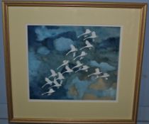 AR Hugh Brandon Cox (1917-2003), Swans in Flight, watercolour, 28 x 33cm