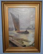 Stephen John Batchelder (1849-1932), Wherry at Yarmouth, oil on canvas, signed and dated 1895, lower