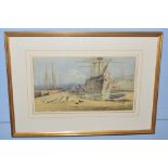 Charles Harmony Harrison (1842-1902), 'Fellows Dry Dock', watercolour, signed lower left, 25 x 46cm,