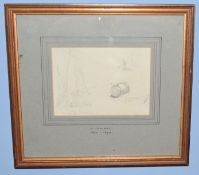 Henry Bright (1810-1873), Church Study, pencil drawing, signed lower left, 22 x 23cm, together