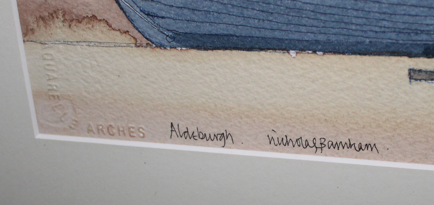 AR Nicholas Barnham (Born 1939), 'Aldeburgh', pen,ink and watercolour, signed and inscribed with - Image 3 of 3