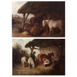 Edward Robert Smythe (1810-1899) Milking Time and Horses in a Stable, pair of oils on canvas, both