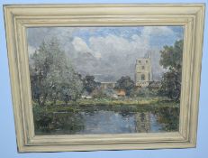 AR Campbell Archibald Mellon, ROI, RBA, (1878-1955), Beccles Church from the River, oil on panel,