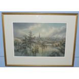 Stephen John Batchelder (1849-1932),Norwich from Mousehold by Moonlight, watercolour, signed lower