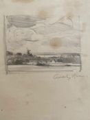 AR Sir John Alfred Arnesby Brown, RA, (1866-1953), Landscape with Mill, pencil drawing, signed lower