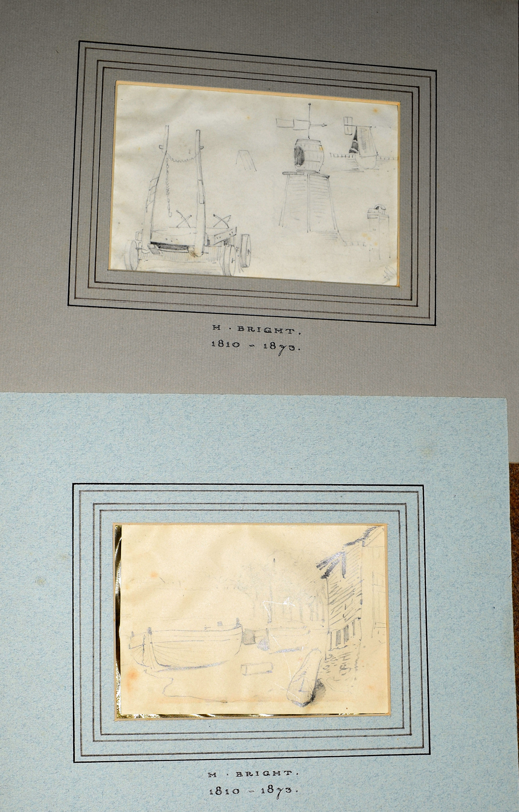 Henry Bright (1810-1873), Boat Studies and Farm Buldings, group of four pencil drawing, two - Image 3 of 3