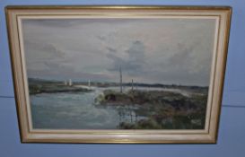 AR Jack Cox (1914-2007), North Norfolk Estuary, oil on board, signed lower right, 45 x70cm