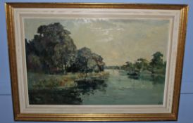 AR Jack Cox (1914-2007), Norfolk River Scene, oil on board, signed lower right, 45 x 70cm