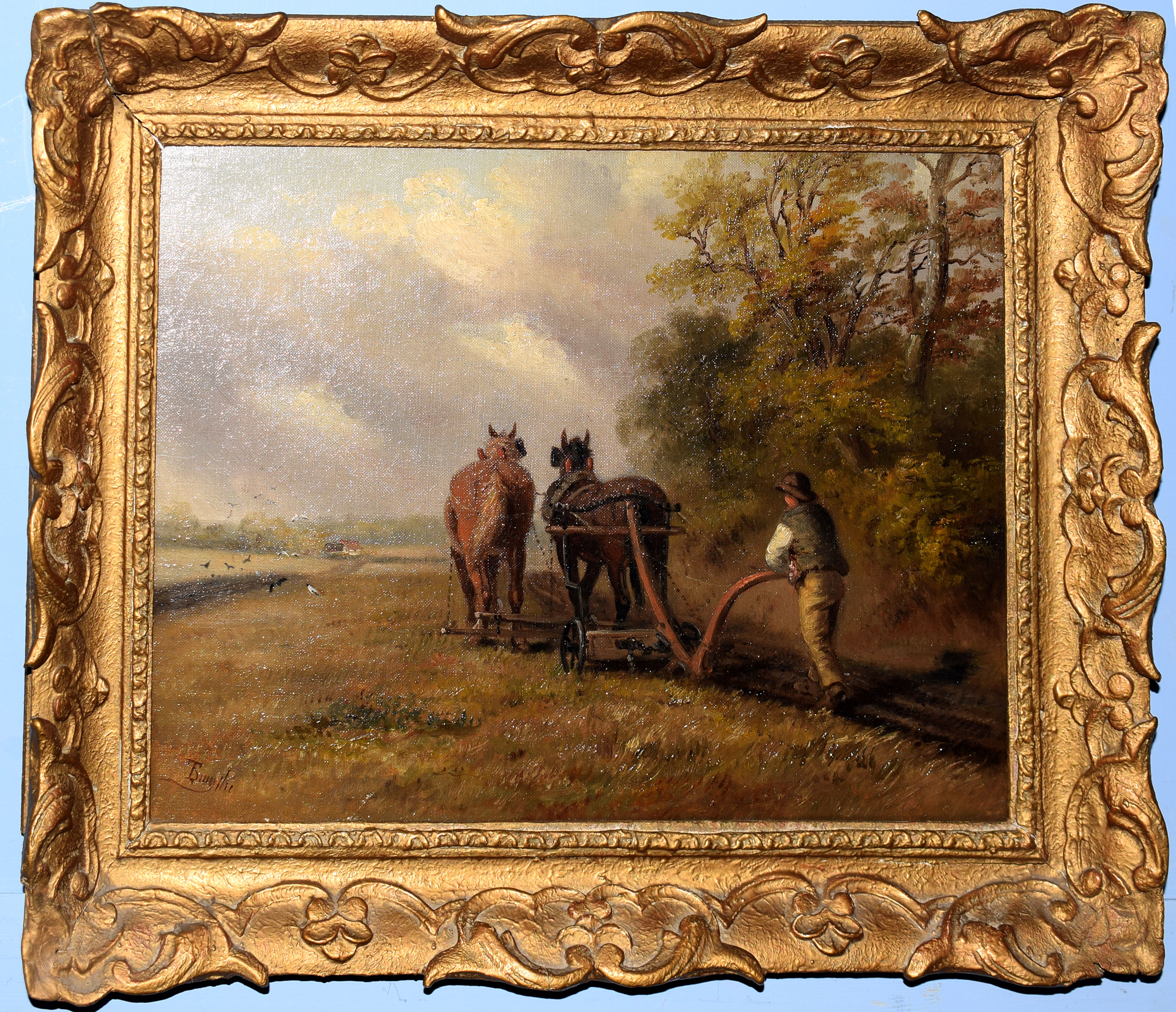 Thomas Smythe (1825-1906), Ploughing Scene, oil on canvas, signed lower left, 29 x 39cm