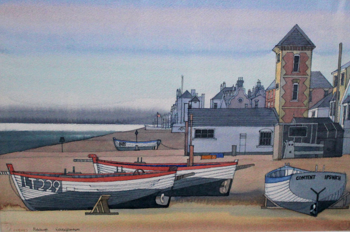 AR Nicholas Barnham (Born 1939), 'Aldeburgh', pen,ink and watercolour, signed and inscribed with - Image 2 of 3