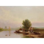 Samuel David Colkett (1806-1863), River Scene with Figures and Boats, oil on canvas, signed lower