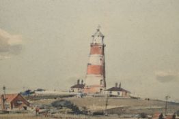 AR Arthur Edward Davies RBA, RCA, (1893-1988), 'Happisburgh Lighthouse', pen,ink and watercolour, 30