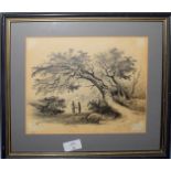 John Berney Crome (1794-1842), Figures under a Tree, pencil drawing, signed and dated 1835 lower