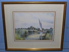 AR Colin W Burns (Born 1944), 'Going About - Hickling (Whiteslea Lodge), watercolour, lower left and