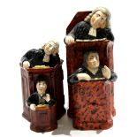 Group of two late 18th/early 19th century Staffordshire vicar and Moses pew groups, (2), largest