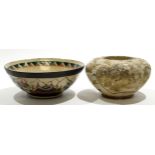 Chinese crackleware bowl decorated with warriors together with a further Japanese Satsuma bowl,