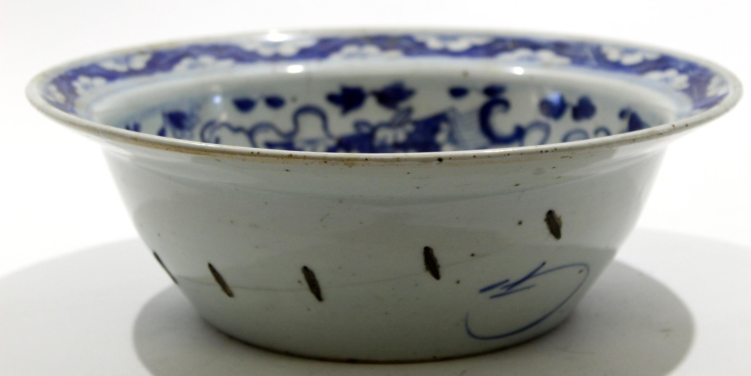 18th century Chinese porcelain bowl decorated in underglaze blue with auspicious objects, 30cm - Image 3 of 6