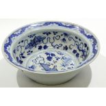 18th century Chinese porcelain bowl decorated in underglaze blue with auspicious objects, 30cm