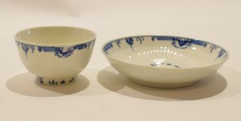 Worcester porcelain tea bowl and saucer with a blue bordered design