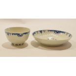 Worcester porcelain tea bowl and saucer with a blue bordered design