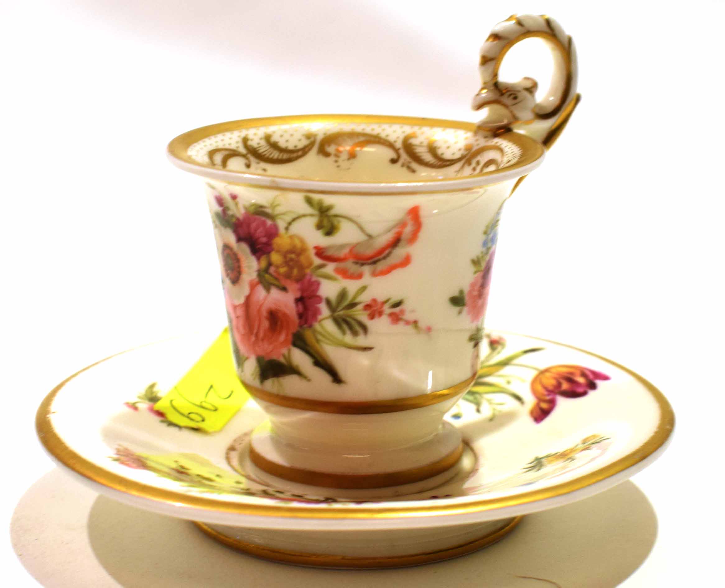 Paris porcelain Empire style cup and saucer painted with flowers - Image 2 of 5