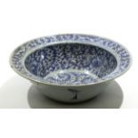 Ming style bowl, decorated in typical fashion with sale label for Philips Lot No 284 Sale No 1694,