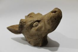 Vintage hand carved rustic study of the head of a lamb