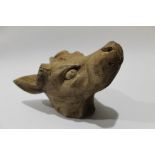 Vintage hand carved rustic study of the head of a lamb