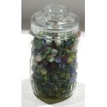 Glass jar of marbles