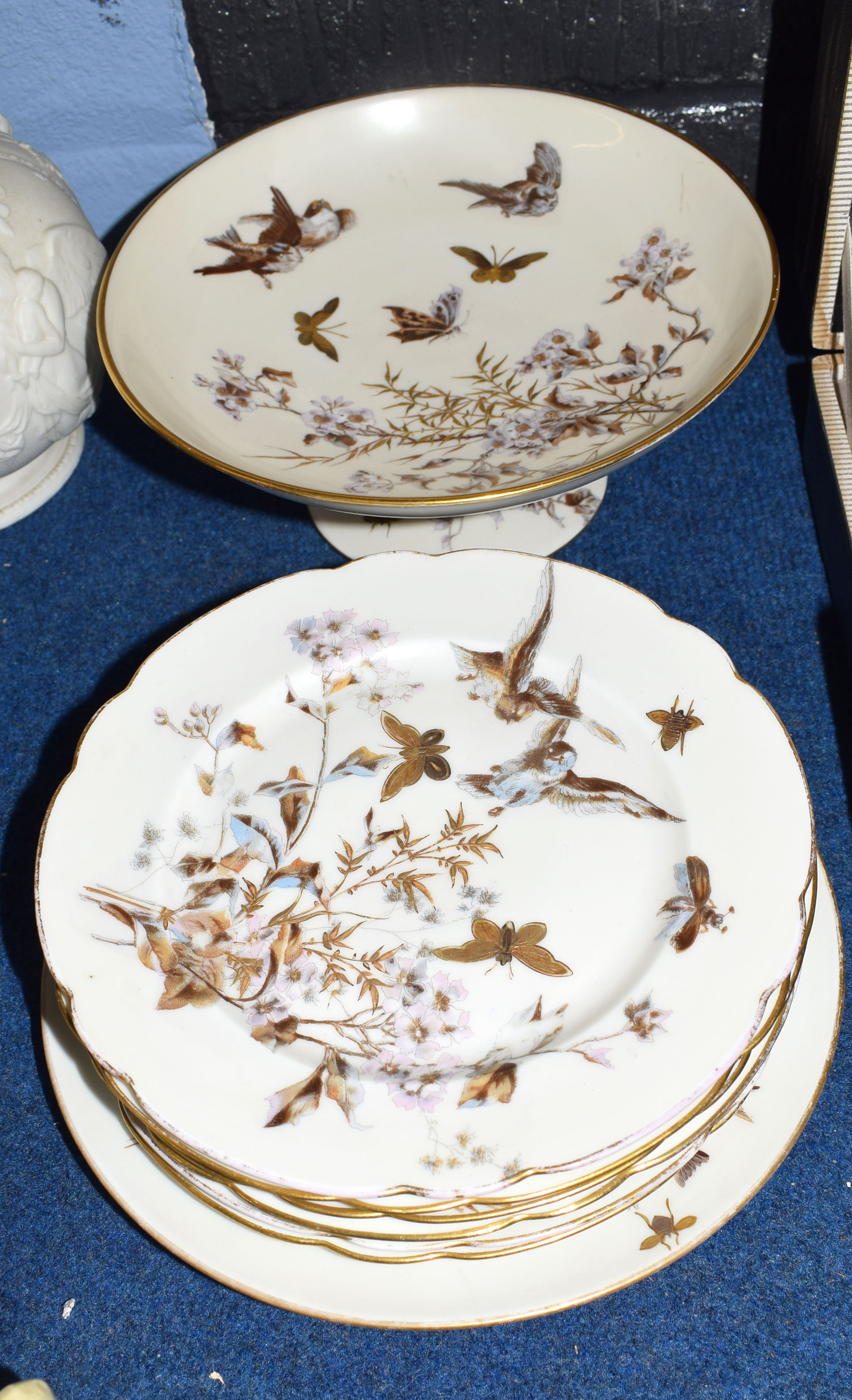 Group of Continental porcelain manufactured by Pirkenhammer, items include a tazza, six small plates