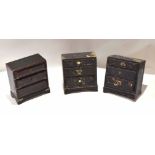 Collection of three Oriental ebonised small chests