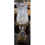 Unusual gilt metal and glass mounted vintage table lamp, 57cm high