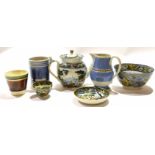 Group of English pottery, early 19th century, including a pearlware tea pot, bowl and saucer, all