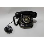Vintage black anodised and brass telephone marked "Belgique Bell Telephone Mfg Co", 22cm wide