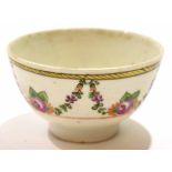 18th century English porcelain tea bowl probably Plymouth, decorated with floral swags