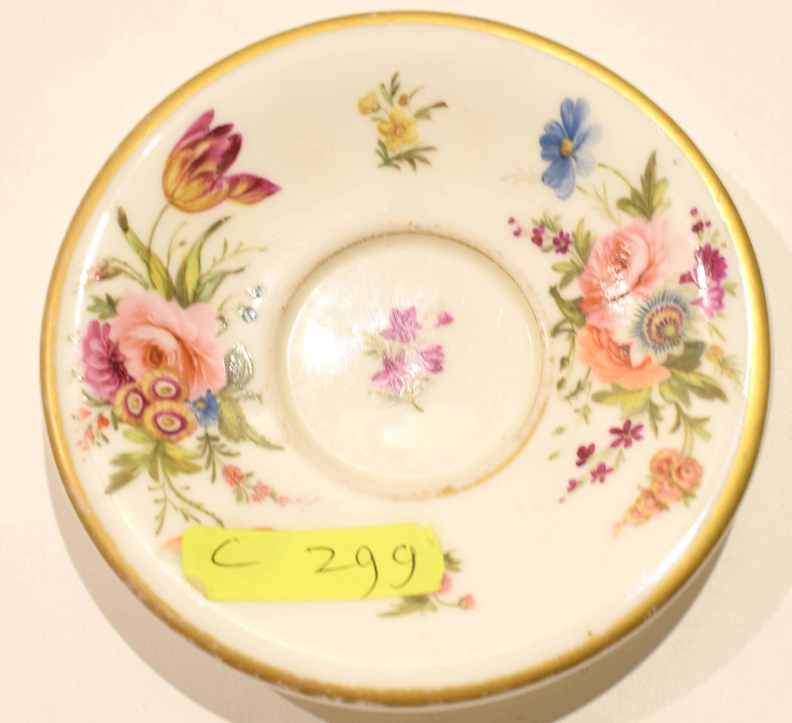 Paris porcelain Empire style cup and saucer painted with flowers - Image 5 of 5